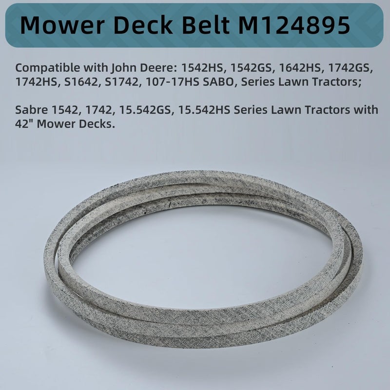 Holdly حزام V-Belt لقيادة جزازة 1/2 x 115'' بديل لـ M124895، متوافق مع جون دير سكوت S1642 S1742 سابر 1542GS 1542HS 1642HS، حزام قيادة جزازة 42 بوصة من كيفلار (M124895) - Image 2